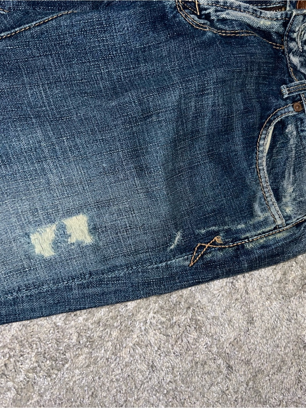 Union Goddess Dark Blue Flare Jeans with Subtle Distress - Picture 4 of 10